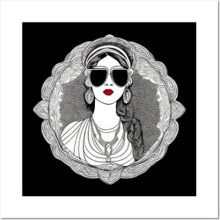 Cool vintage woman with sunglasses | Posters and Art